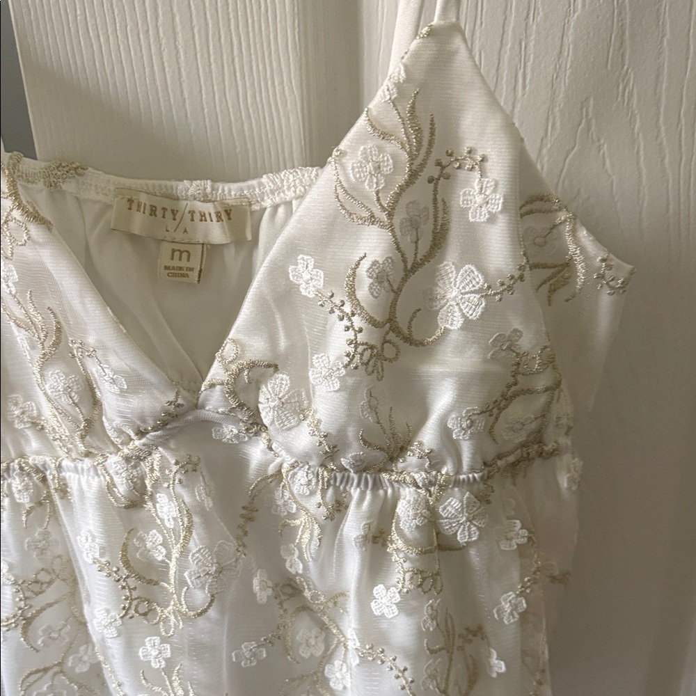 Thirty Thirty LA White and Gold Top - Picture 1 of 4